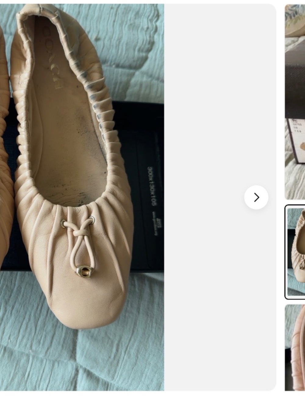 Coach Eleanor C6755 Leather Ballet Flats New Nude Pink Size 7.5B w/ Box